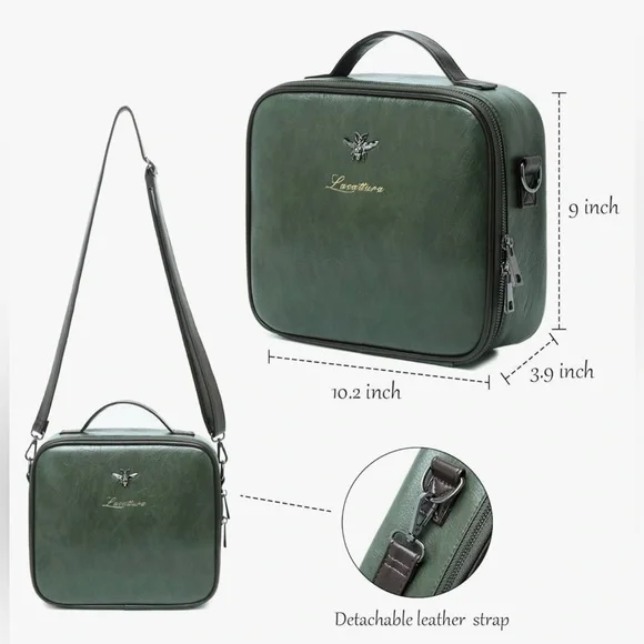 LACATTURA Travel Makeup bag, Leather Makeup Train Case - NWOT - Picture 4 of 13